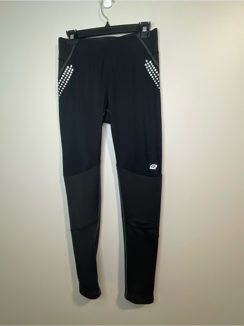 Women's Black Performance Leggings with Reflective Dot Accents